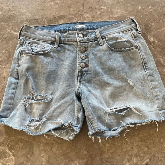 Old navy light wash distressed button fly jeans size 2 - Picture 2 of 8